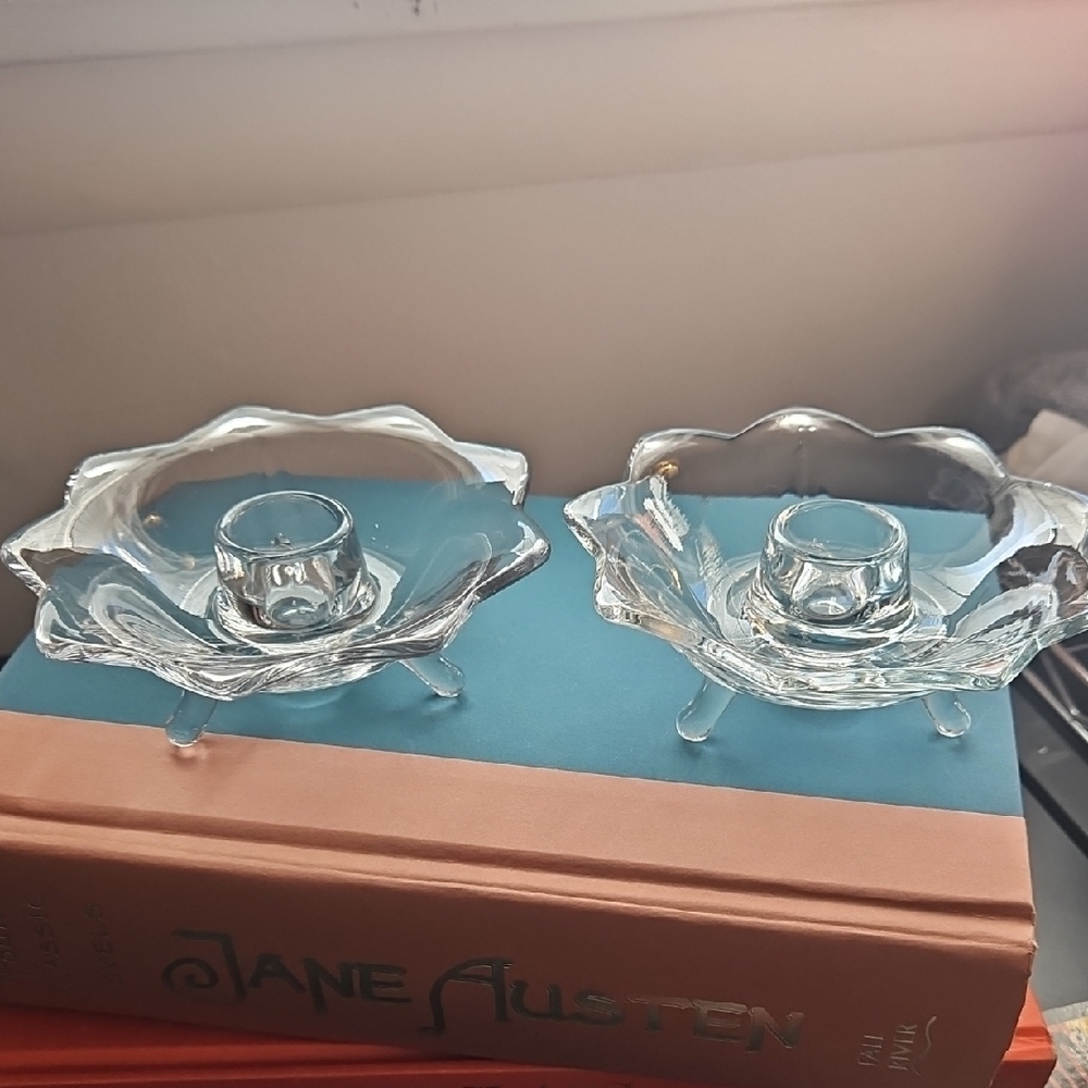 Fenton Glass, 3-legged Taper Candle Holders Elegent
